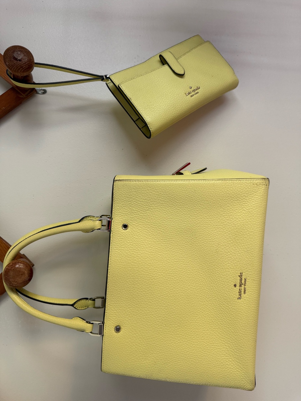 kate spade Lemon Yellow Pebbled Leather Top-Handle Satchel with Waller included